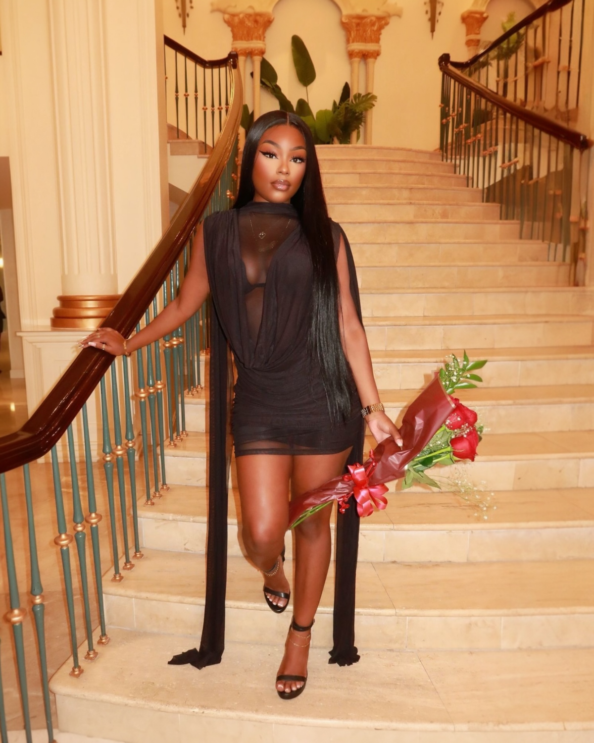 Jasmine Love-Black Mesh Mini Dress