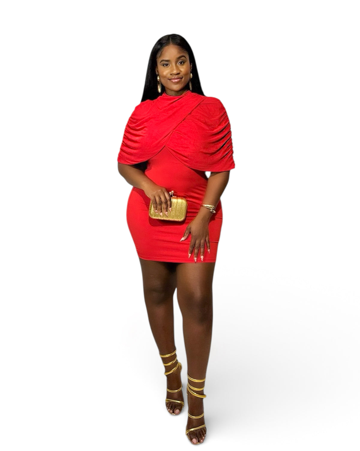 First Lady -Red Draped Mini Dress