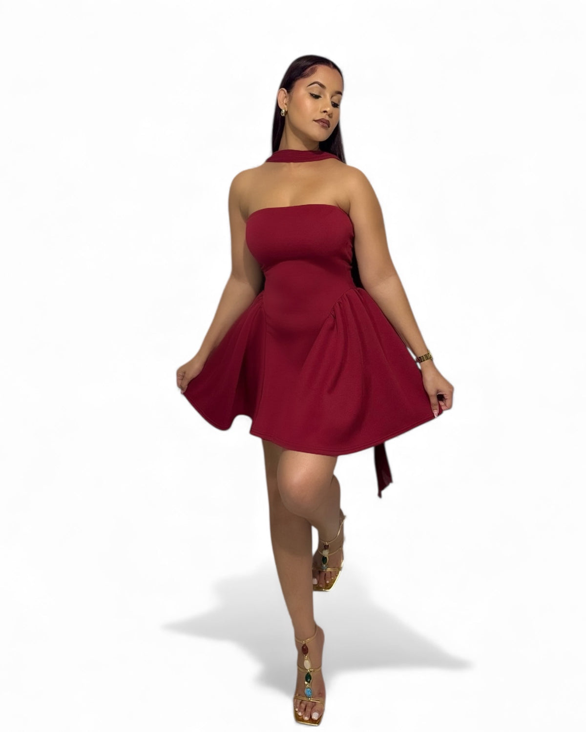 Bordeaux Belle Strapless Mini Dress
