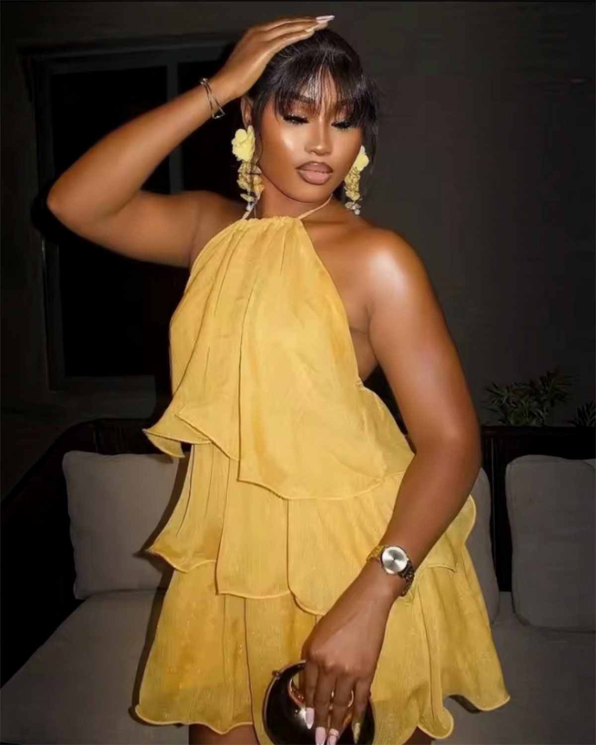 Golden Hour Ruffle Mini Dress