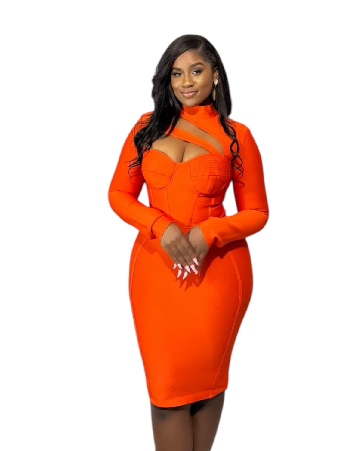Sunset Envy - Long Sleeve Bandage Bodycon Mini Dress